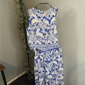 Rachel Zoe Set (top and bottom) | NWT | white and blue | cute vacay outfit